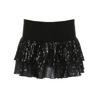 BUNO-falda escalonada de lentejuelas para mujer, falda acampanada de estilo gótico negro Y2K, ropa para discoteca, minifalda elegante Vintage para fiesta de verano - details 6
