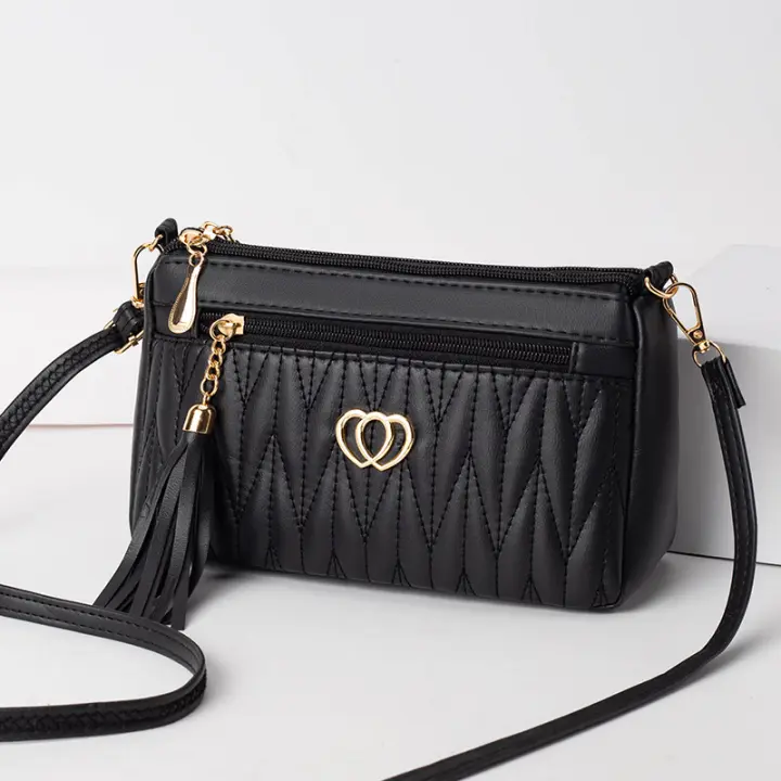 Bolso cruzado de cuero PU para mujer, bolso de hombro con cremallera de gran capacidad, con hilo de bordar, a la moda, novedad - 1