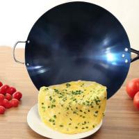Wok de hierro tradicional chino antiescaldado, olla de hierro antiadherente de fondo redondo, sartén ligera con mango de madera, Cocina de Inducción - details 6