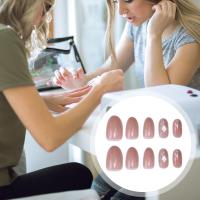Uñas postizas de gradiente desnudo con purpurina, uñas postizas reutilizables dulces y encantadoras para compras, citas de viaje - details 1