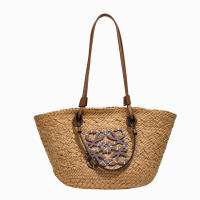 Bolso de paja tejido de gran capacidad, bolso de mano hecho a mano, bolso de estilo festivo, bolso de hombro - details 13
