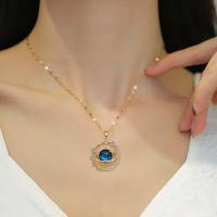 Collar de Circonio con Colgante de Luna y Planeta Joyería de Lujo para Mujer, Acero de Titanio, Mariposa, Gota de Agua, Cadena de Clavícula - details 0