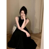 Vestido largo por debajo de la rodilla a la moda, vestidos negros Vintage con espalda descubierta y corte calado, Vestido de mujer de una pieza para verano 2024 - details 6