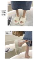 Zapatillas de piel de fondo grueso de gran tamaño para mujer, pantuflas de felpa cálidas para interiores, otoño e invierno, nuevas para el hogar - details 5