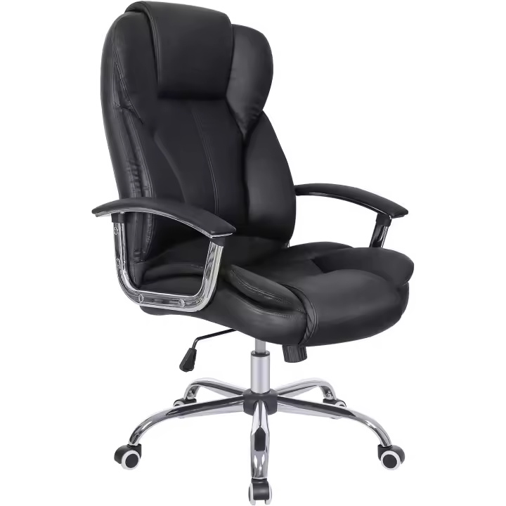 Silla de Oficina, Silla de Escritorio, Silla de Juego con Reposabrazos, Silla de Ordenador, Silla Ejecutiva, Altura Ajustable, para Estudio, Negro Tinta OBG57B - 1