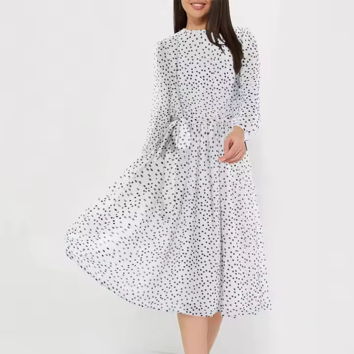 Vestido de cintura con lazo floral estilo casual de vacaciones para mujer Primavera Verano - 1