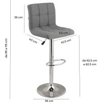 Taburete de Bar Regulable y Giratorio 360° Acero Cromado, Piel Sintética Blanca, Respaldo y Reposapiés 1 Pieza - details 8