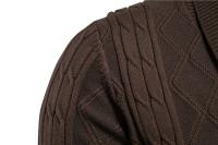 Cárdigan de algodón Argyle para hombre, cárdigans informales de un solo pecho de Color sólido para negocios, suéter de moda de invierno para hombre - details 7