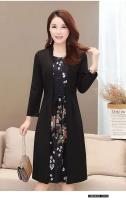 Vestido Midi Vintage ral de talla grande para mujer, moda coreana, elegante, para primavera y otoño, jersey de manga larga empalmado, bata informal - details 16