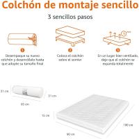 Colchón de espuma con 7 zonas diferenciadas, Firmeza media (H3), 90 x 190 x 15 cm, Blanco - details 2