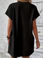 Vestido holgado de verano para mujer, estampado de letras GUEESS Los Ángeles, cuello redondo, manga corta, bolsillo, cómodo, informal, de talla grande - details 8
