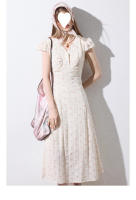Vestido floral del sur de Francia, estilo de vacaciones de verano en el campo para mujer, mono de manga corta, falda larga con tirantes - details 5