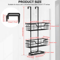 Caddy de ducha con 3 niveles, soporte colgante para puerta sin perforar, organizador de baño para champú y gel de ducha con gancho. - details 1