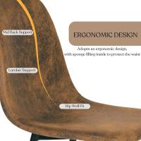Juego de 4 sillas giratorias de ante para comedor con asiento acolchado, sillas de diseño para salón o cocina, con patas de metal negro, marrón - details 74