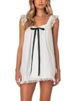 Vestido Mini de Encaje sin Mangas Elegante Cuello Cuadrado Sexy, Volante Corto, Moda Callejera Coqueta para Mujeres Y2K - details 4