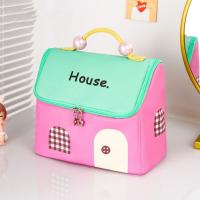Bolsa de maquillaje de cabina bonita de gran capacidad, estuche de cosméticos de mano Kawaii con forma de casa, bolsa de almacenamiento de artículos de tocador cuadrada con cremallera para mujer - details 2