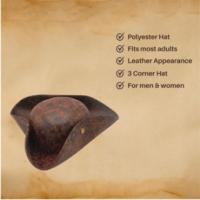 Leather Pirate Hat for Adult Men Women Kids Tricorn Hat for Pirate Costume Accessories
