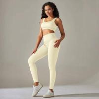 Conjunto de yoga acanalado sin costuras para mujer, ropa de gimnasio, sujetador con elevación, leggings, top de entrenamiento, chándal deportivo, 2 piezas - details 30