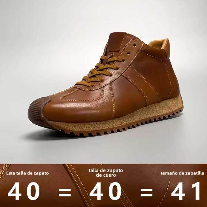 Botas casuales de caña media de gama alta, zapatos deportivos de piel de vaca de cuero genuino para hombres - 1