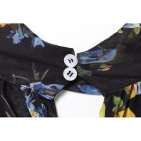 Vestido Bohemio de Manga Larga y Suelto con Estampado Floral Cuello Alto, Mangas Aretes, Perfecto para Primavera y Verano - details 6