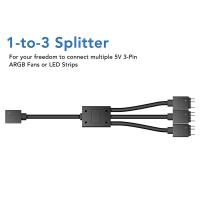 Adaptador de ADD-RGB de 5V/3 pines a 12V/4 pines con divisor de 3 vías, convertidor de 5V ARGB a 12V RGB, sincronización con placa base - details 1