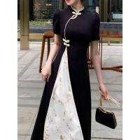 Vestido elegante de talla grande para mujer, nuevo estilo, Cheongsam mejorado, pintura de tinta Oriental, verano - details 32