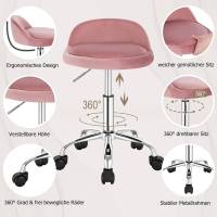 Taburete de oficina de terciopelo con ruedas, taburete giratorio, altura del asiento ajustable, altura 43-54,5 cm - details 11