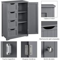 Armario de Baño de Suelo Mueble Auxiliar Comodo con 4 Cajones Estante Ajustable 81x30x83 cm Blanco - details 13
