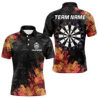 Camisas con estampado de dardos 3D de tendencia para hombre, camisa de manga corta con nombre de equipo personalizado a la moda, camisetas holgadas informales con botones de solapa - details 9