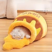 1 nido para gatos con forma de tarro de miel, cálido, suave y cómodo para otoño e invierno, con almohadilla gruesa interior extr - details 3