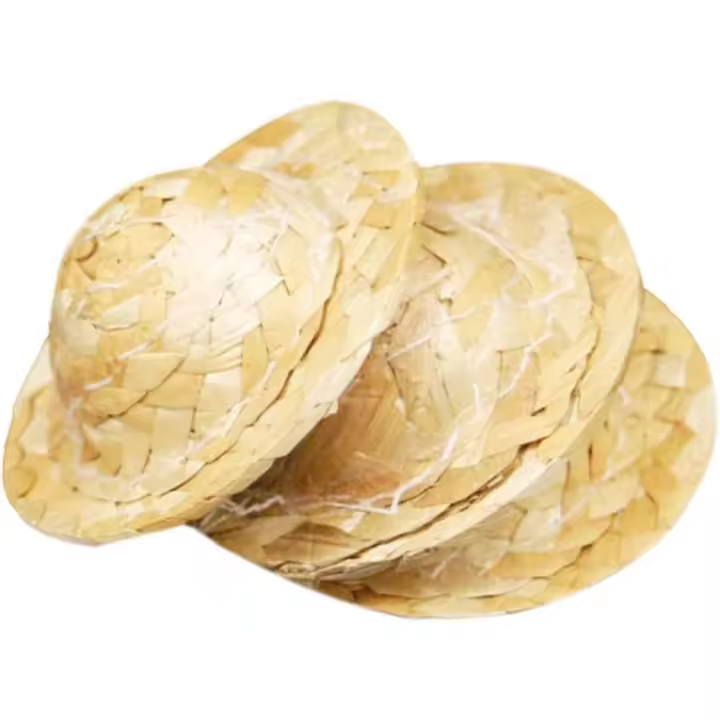 Sombrero de paja para muñeca, sombrero de paja en miniatura, escala 1:12, mini sombrero de punto de paja, accesorios de casa de muñecas, suministros de manualidades, sombreros de fiesta y - 1