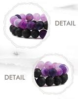 Conjunto de pareja, pulsera de yoga de ojo de tigre de piedra de lava blanca y negra natural para hombres y mujeres, joyería de cuerda elástica - details 4