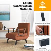 Sofá Cama Convertible Silla de Dormir Individual Tri-Fold con Respaldo Ajustable de 6 Posiciones, Cojín Desmontable y Asiento Tapizado Estructura Metálica Plegable (Azul) - details 42