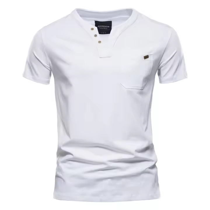 Camiseta informal de verano para hombre, Camiseta deportiva a la moda, Camiseta ajustada con bolsillo de algodón, camiseta de manga corta para hombre - 1