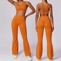 Conjunto de Yoga Naranja para Mujeres Traje de Gimnasio Fitness de Dos Piezas Pantalones Anchos y Sujetador Deportivo Material de Nylon Adecuado para Primavera/Verano - details 0
