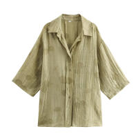 Conjunto de Moda Retro de Verano 2024 para Mujer Camisa Suelta con Estilo Largo, Pantalones de Cintura Elástica - details 4