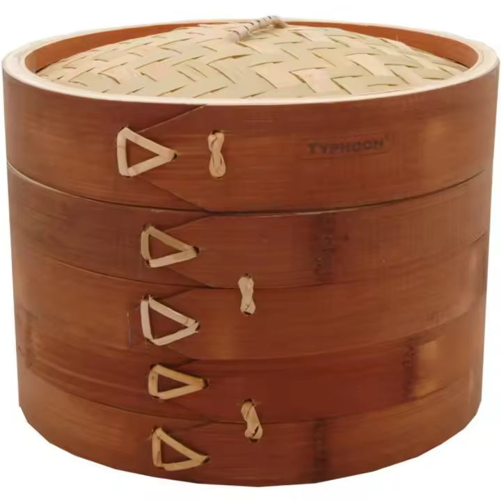Vaporera de Bambú de Doble Nivel 20,5 x 20,5 x 14,5 cm Utensilios de Cocina Especiales - 1