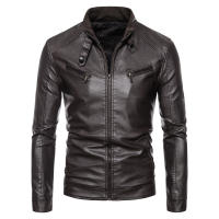Nuevos hombres Stand Collar Tops Otoño Invierno moda Casual versátil chaqueta de cuero al aire libre suelta simplicidad comodidad abrigo sólido hombres - details 5