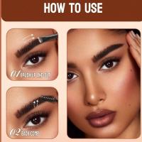 Crema teñida para cejas resistente al agua, duradera, con cepillo plegable, crema para cejas de dos colores, Kit de sombreado de maquillaje teñido negro para niña - details 10