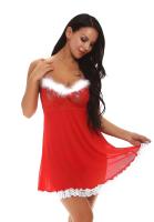 Conjunto de lencería navideña para mujer, minivestido rojo de Papá Noel, picardías, ropa de dormir - details 0