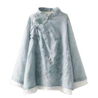 Algodón en mujer blusa estilo bordado wer patrón nudo botón cuello alto A e camisa china - details 15