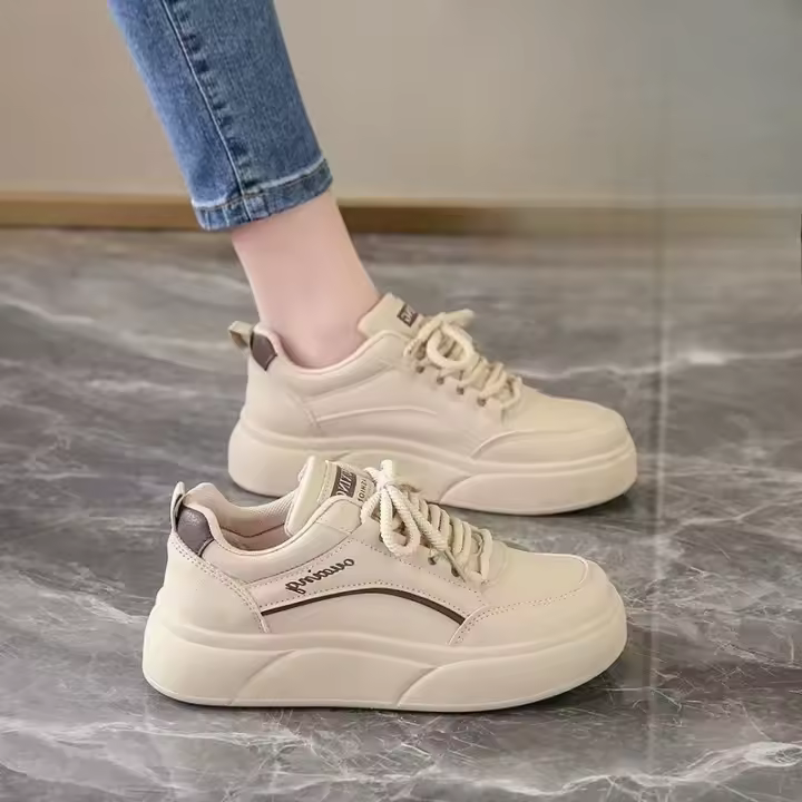 Nuevos Zapatos Blancos, Nuevos Zapatos Versátiles Casuales De Base Gruesa - 1
