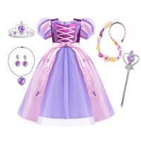 Vestido de fiesta de cumpleaños de princesa púrpura para niñas pequeñas, disfraz de Halloween, Pascua, carvinal, vestido de fiesta de vacaciones para niñas - details 35