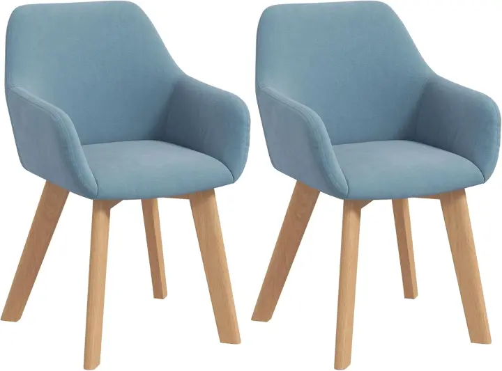 Pack de 2 Sillas de Comedor Modernas Tapizado de Terciopelo, Resalto de Brazo, Patas de Madera - 1