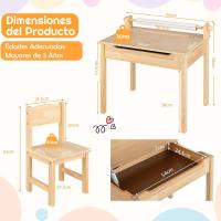 Mesa de Actividades para Niños de Madera Con Silla Escritorio Infantil con Soporte para Papel para Dibujar, Estudiar y Juegar - details 6