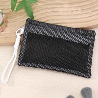 Bolsa de maquillaje de nailon con asa, bolsa de cosméticos de malla ligera transparente, monedero, bolsa de maquillaje portátil reutilizable, lápiz labial - details 8