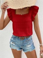 Top de Manga sin Volantes para Mujer Moderno 2024 Blusa de Estilo Simple y Chic para Altas - details 1