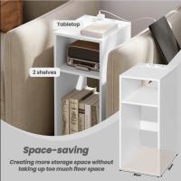 Mesitas de noche Mesita de noche Mesa auxiliar estrecha con 2 enchufes 2 puertos USB Mesa de centro de almacenamiento - details 5