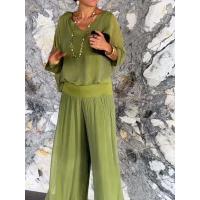 Traje caliente de la gasa del color sólido de la venta de la moda de las mujeres del verano para las mujeres - details 2