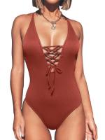 Traje de Baño de Una Pieza Ajustado Color Sólido Sexy sin Espalda Material de Nylon de Alta Elasticidad Estilo de Moda para Mujeres Primavera/Verano - details 19